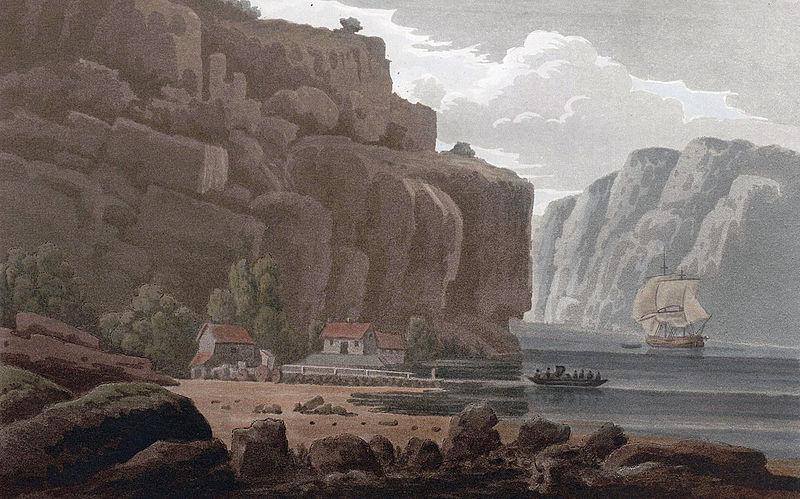 John William Edy Svinesund Ferry, Norwegian side oil painting picture